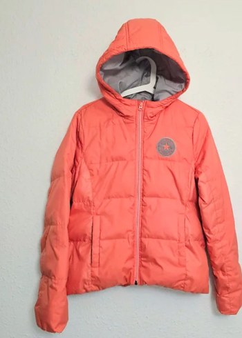 Turuncu Kapüşonlu Şişme Kadın Mont - Görsel 8