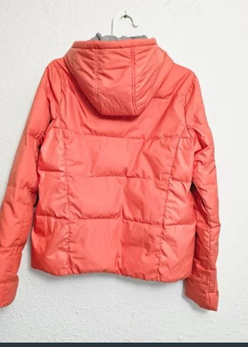 Turuncu Kapüşonlu Şişme Kadın Mont - Görsel 9