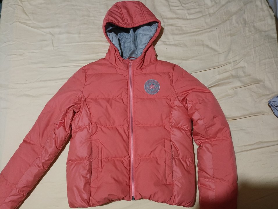 Turuncu Kapüşonlu Şişme Kadın Mont - Görsel 2