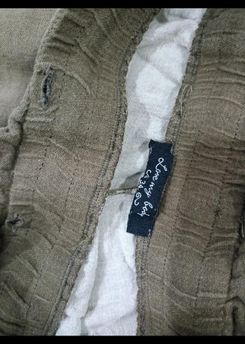 Kadın Haki Keten Salaş Midi Pantolon - Görsel 9