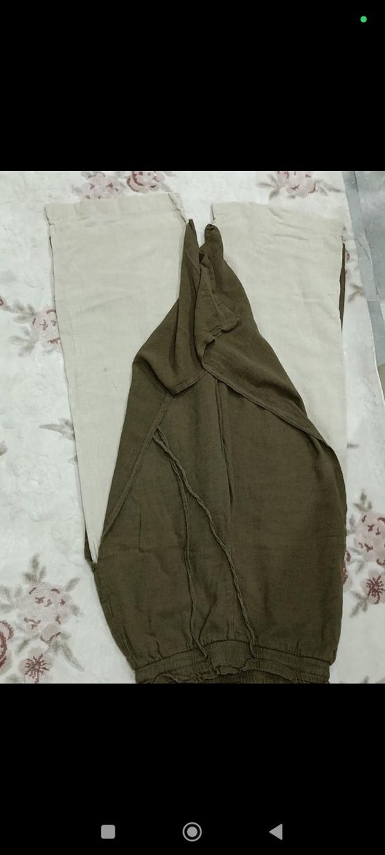 Kadın Haki Keten Salaş Midi Pantolon - Görsel 4