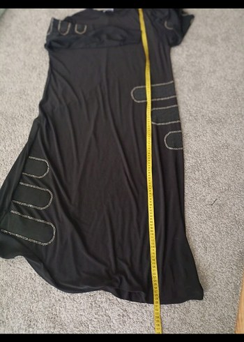 Siyah Zincir Detaylı Uzun Kadın Elbise - Görsel 6