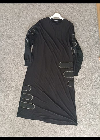 Siyah Zincir Detaylı Uzun Kadın Elbise - Görsel 3