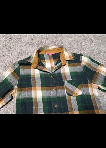 Gri Ekoseli Uzun Kollu Kadın oduncu  Gömlek - Görsel 5