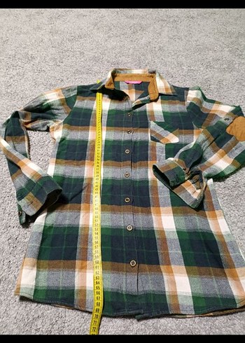 Gri Ekoseli Uzun Kollu Kadın oduncu  Gömlek - Görsel 2