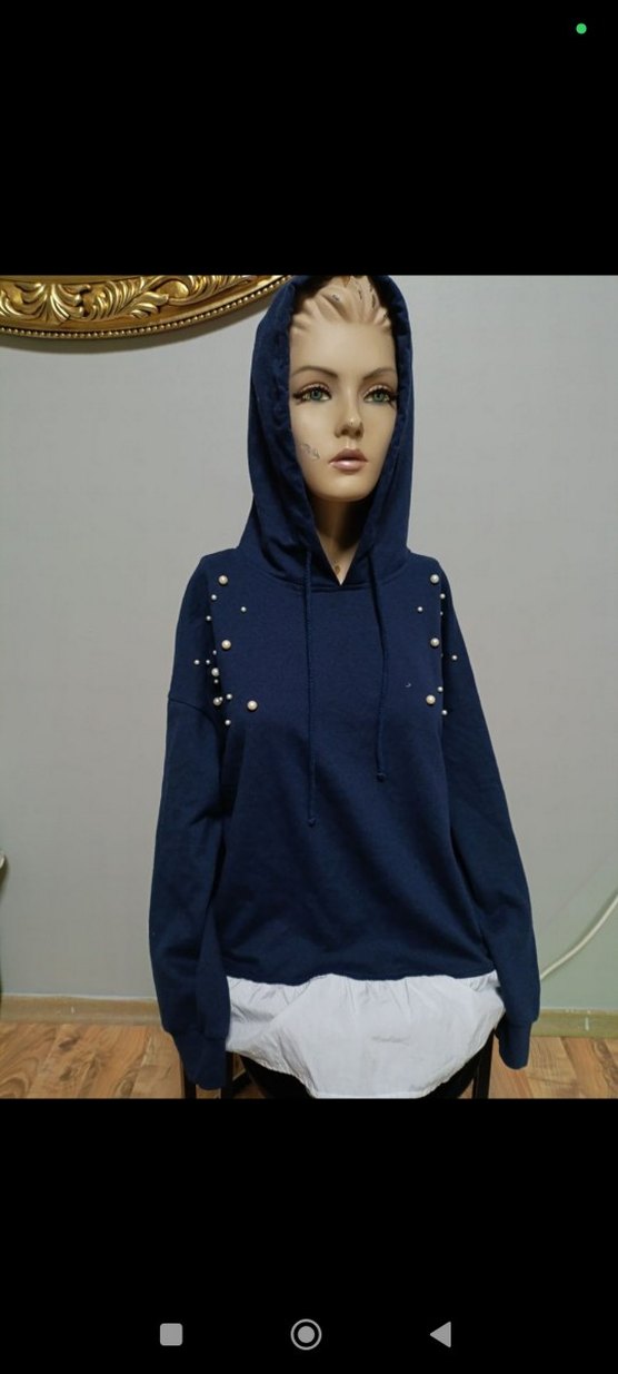 İnci Detaylı Kapüşonlu Kadın Sweatshirt - Görsel 2