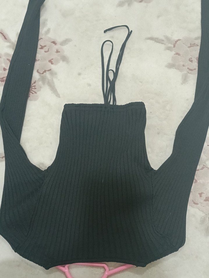 Siyah Mini Crop Üst badi - Görsel 5