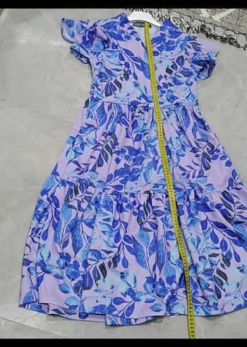 Mor V Yaka Midi Elbise - Görsel 7