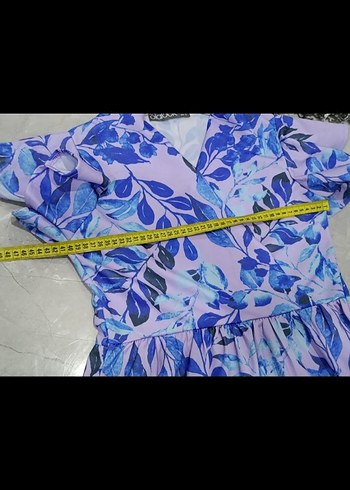 Mor V Yaka Midi Elbise - Görsel 5