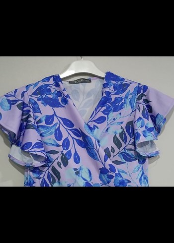 Mor V Yaka Midi Elbise - Görsel 4