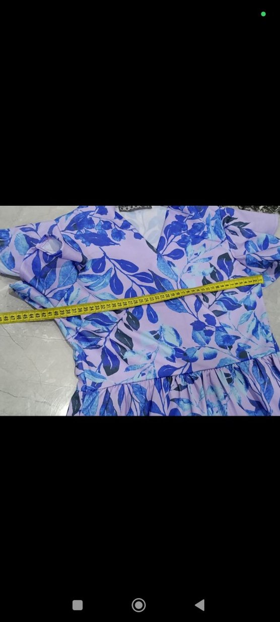 Mor V Yaka Midi Elbise - Görsel 5