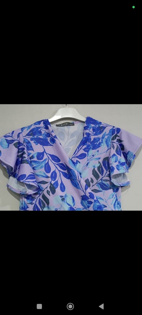 Mor V Yaka Midi Elbise - Görsel 4