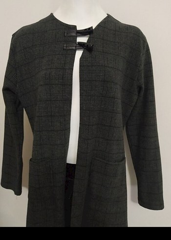 Gri Kareli Midi Kadın Kaban - Görsel 8