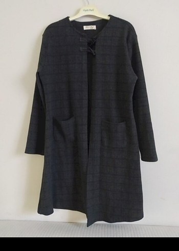 Gri Kareli Midi Kadın Kaban - Görsel 2