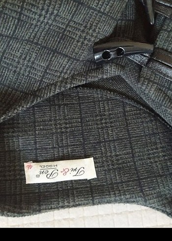 Gri Kareli Midi Kadın Kaban - Görsel 5