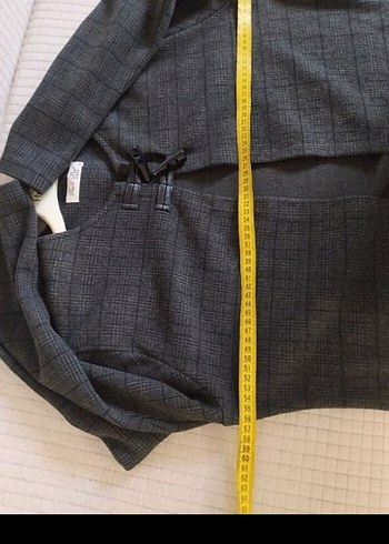 Gri Kareli Midi Kadın Kaban - Görsel 4