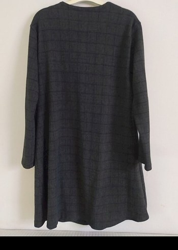 Gri Kareli Midi Kadın Kaban - Görsel 6