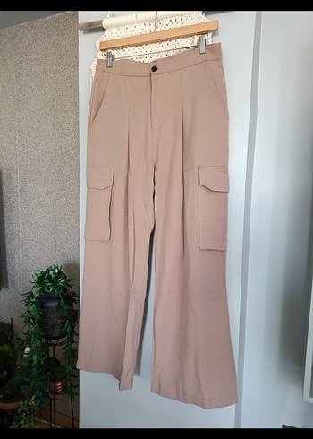 Bej Kadın Normal Boy Kumaş Pantolon - Görsel 9