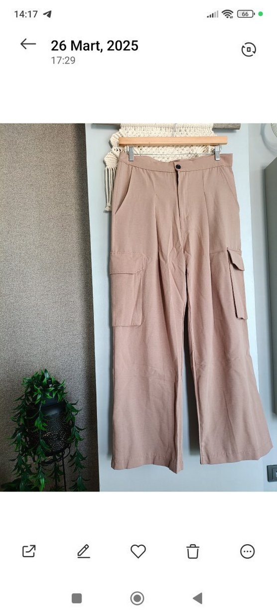 Bej Kadın Normal Boy Kumaş Pantolon - Görsel 2