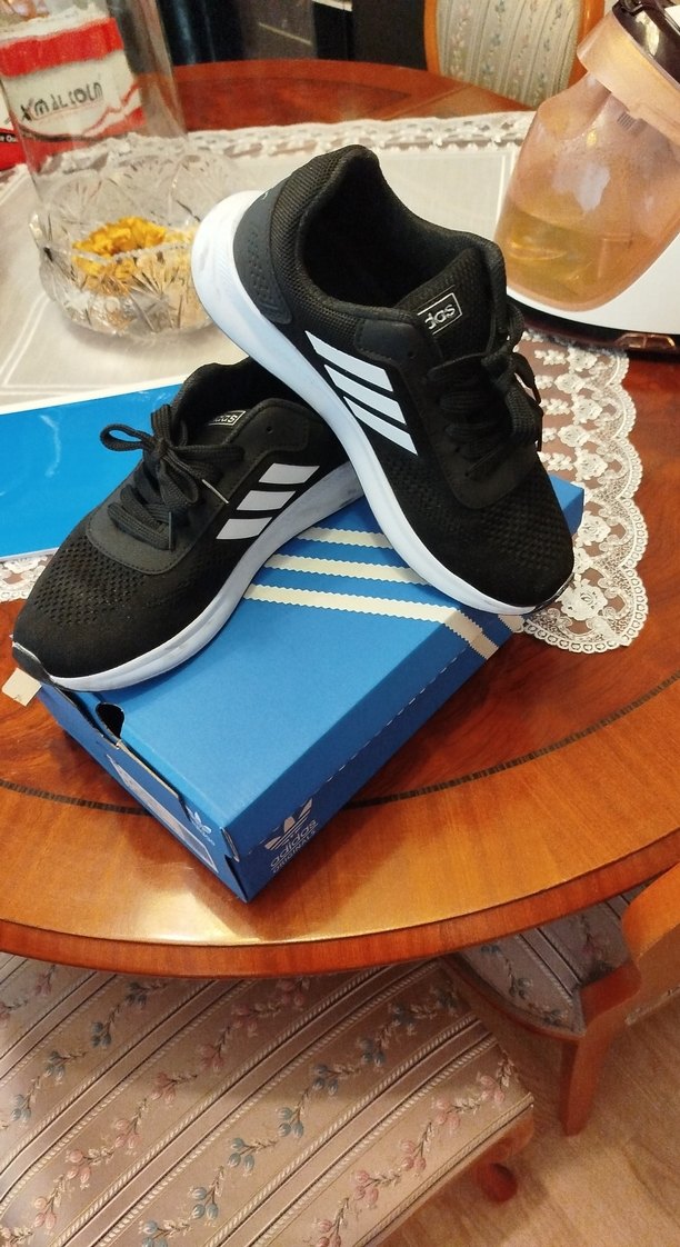 Siyah Adidas Elastik Bağcıklı Spor Ayakkabı - Görsel 2