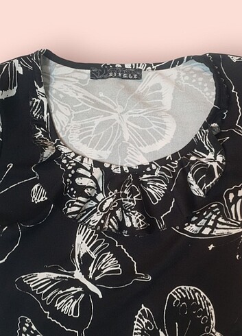 American Vintage Vintage kelebek desenli elbise E01
