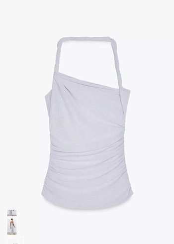 Zara Zara Lila Drapeli Tek Omuz Bluz