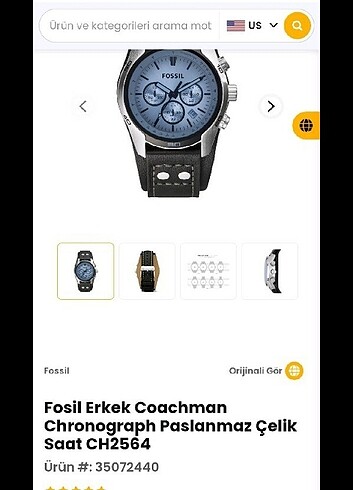 Fossil marka erkek klasik saat