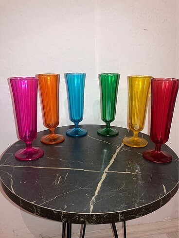 6 kişilik renkli kahve yanı bardağı