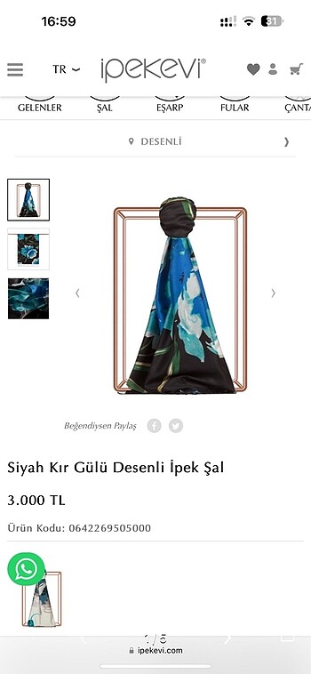 İpekevi Kırgülü Desenli Şal