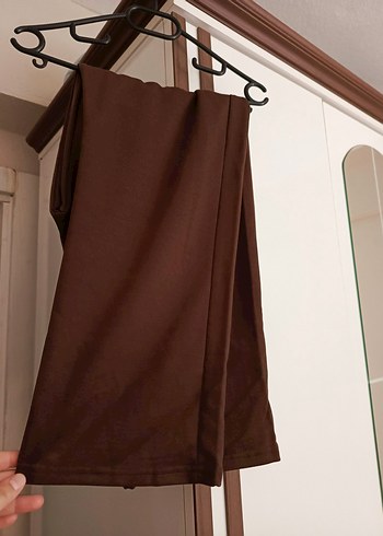 46 Beden kahverengi Renk Pantolonlu Tesettür Takım
