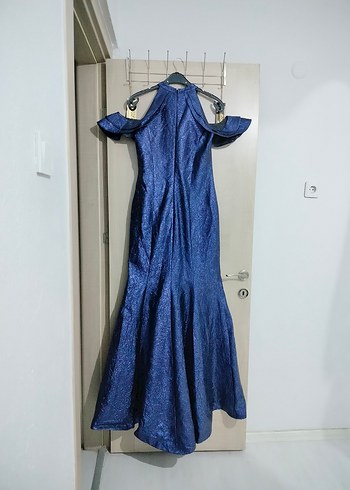 Sıfır Abiye Parlak Lacivert Büyük Beden - Görsel 5