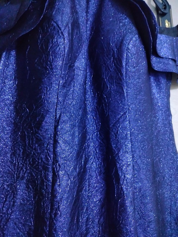 Sıfır Abiye Parlak Lacivert Büyük Beden - Görsel 3