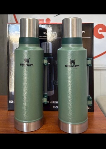 Kahverengi Kulplu Çelik Termos Şişe - Görsel 2