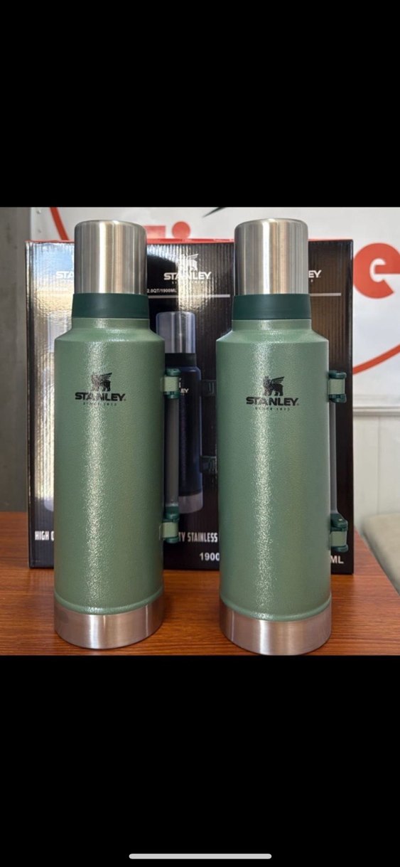 Kahverengi Kulplu Çelik Termos Şişe - Görsel 2