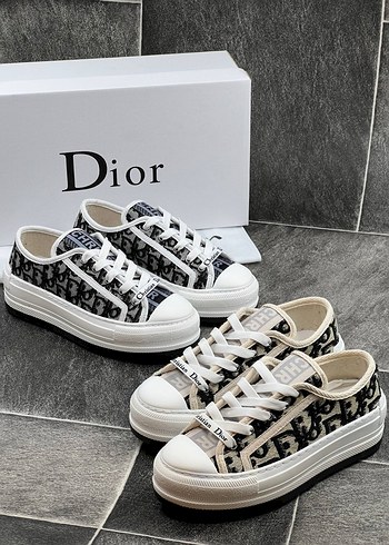 Beyaz Gri Platform Topuklu Dior Sneakers - Görsel 11