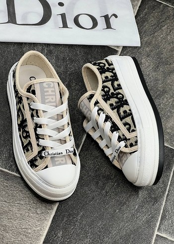 Beyaz Gri Platform Topuklu Dior Sneakers - Görsel 3