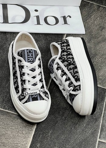 Beyaz Gri Platform Topuklu Dior Sneakers - Görsel 8