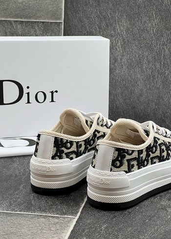 Beyaz Gri Platform Topuklu Dior Sneakers - Görsel 4