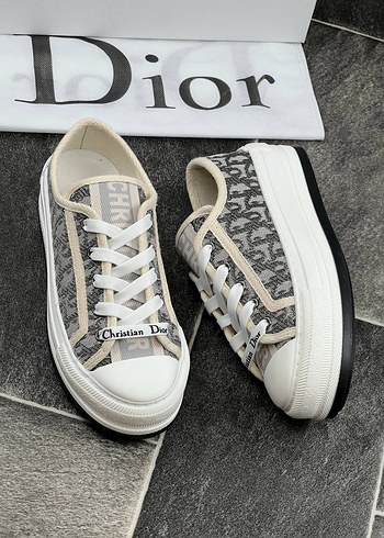 Beyaz Gri Platform Topuklu Dior Sneakers - Görsel 9