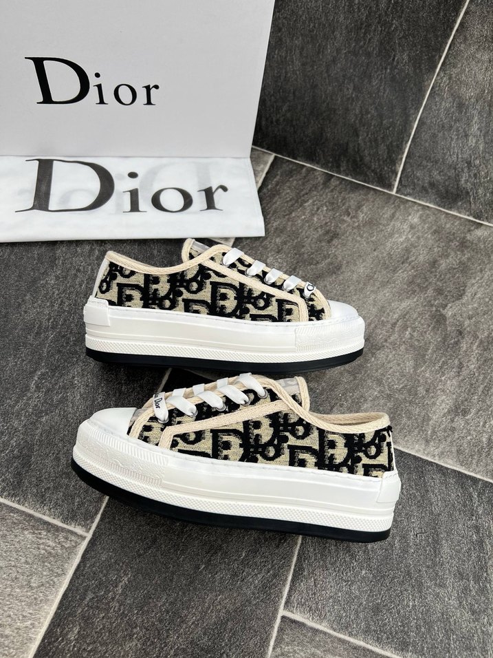 Beyaz Gri Platform Topuklu Dior Sneakers - Görsel 5