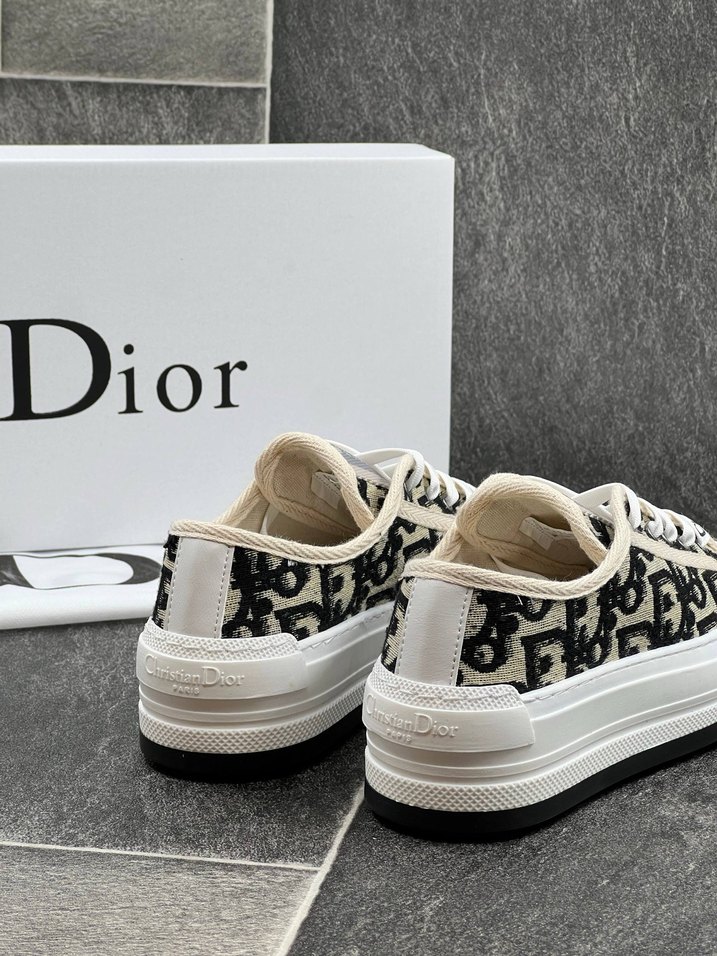 Beyaz Gri Platform Topuklu Dior Sneakers - Görsel 4