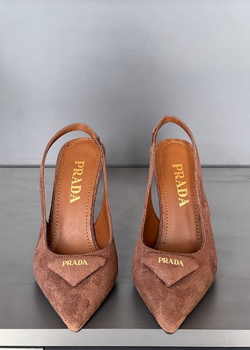 Prada Kahverengi Süet Stiletto Topuklu Kadın Ayakkabı - Görsel 12