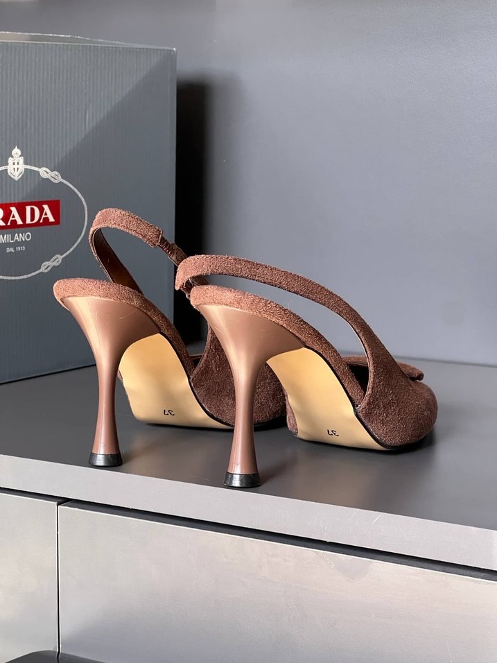 Prada Kahverengi Süet Stiletto Topuklu Kadın Ayakkabı - Görsel 5