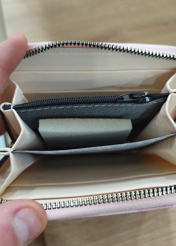 Pembe Çizgili Fermuarlı Kadın Cüzdanı - Görsel 2