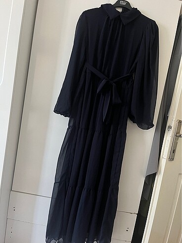 Lacivert elbise - Görsel 4