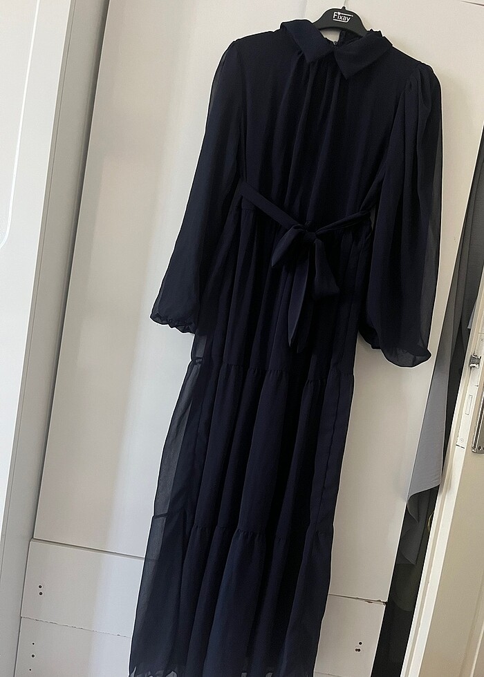 Lacivert elbise - Görsel 3