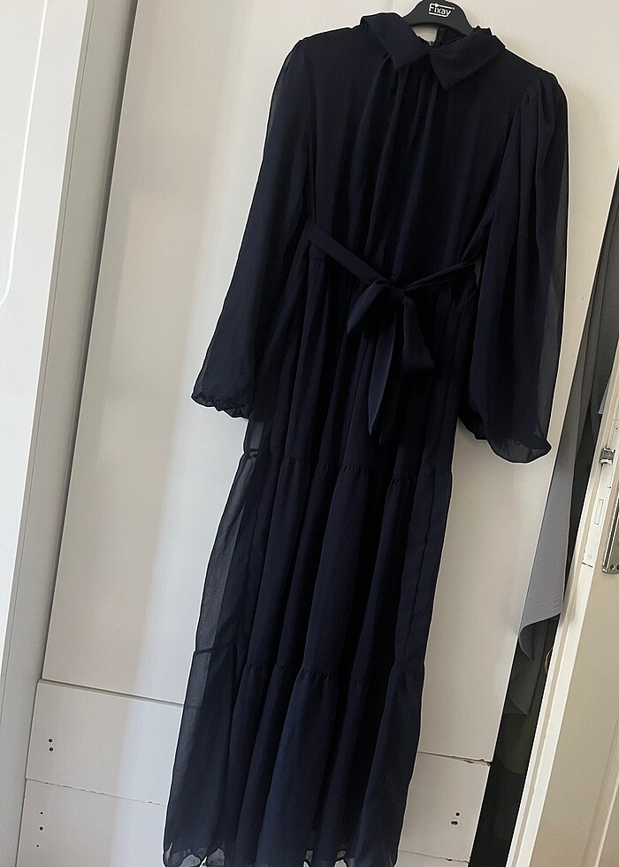 Lacivert elbise - Görsel 4