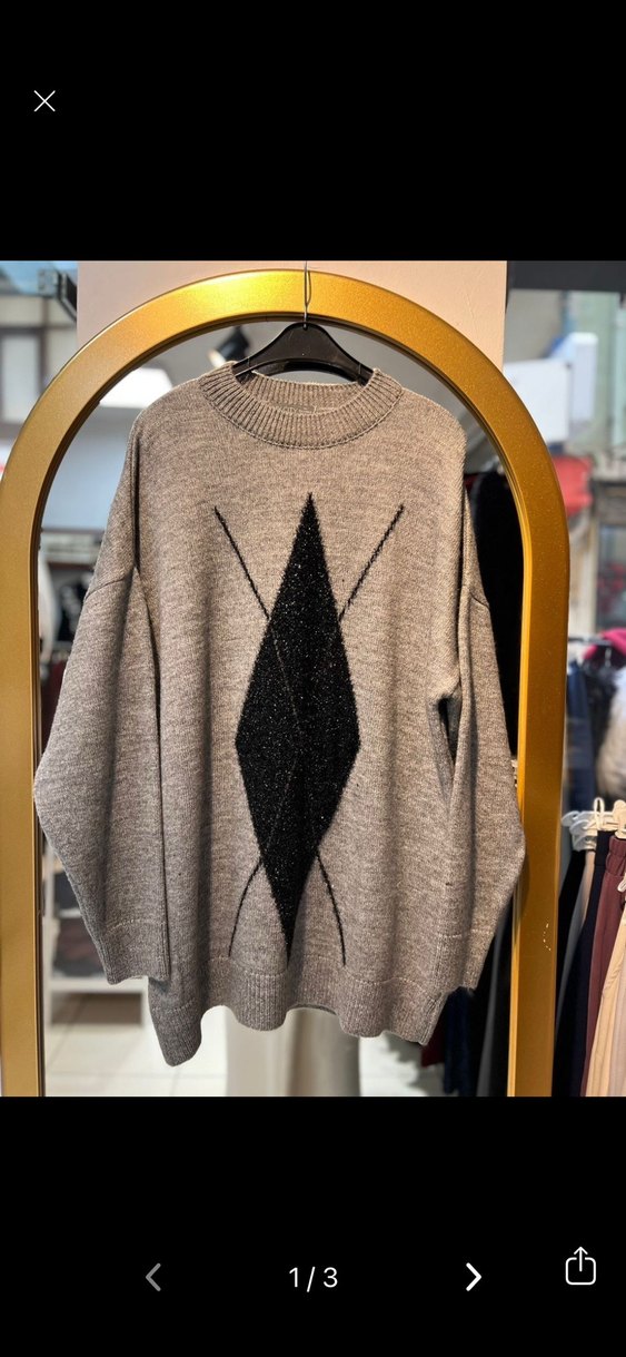 Gri Örgü Kadın Kazak, Salaş, Günlük - Görsel 2