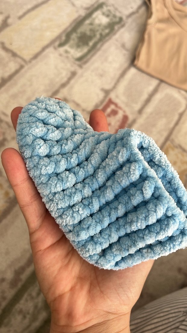 Kızlar için Mavi Örgü Sıcak Ev Terliği - Görsel 2