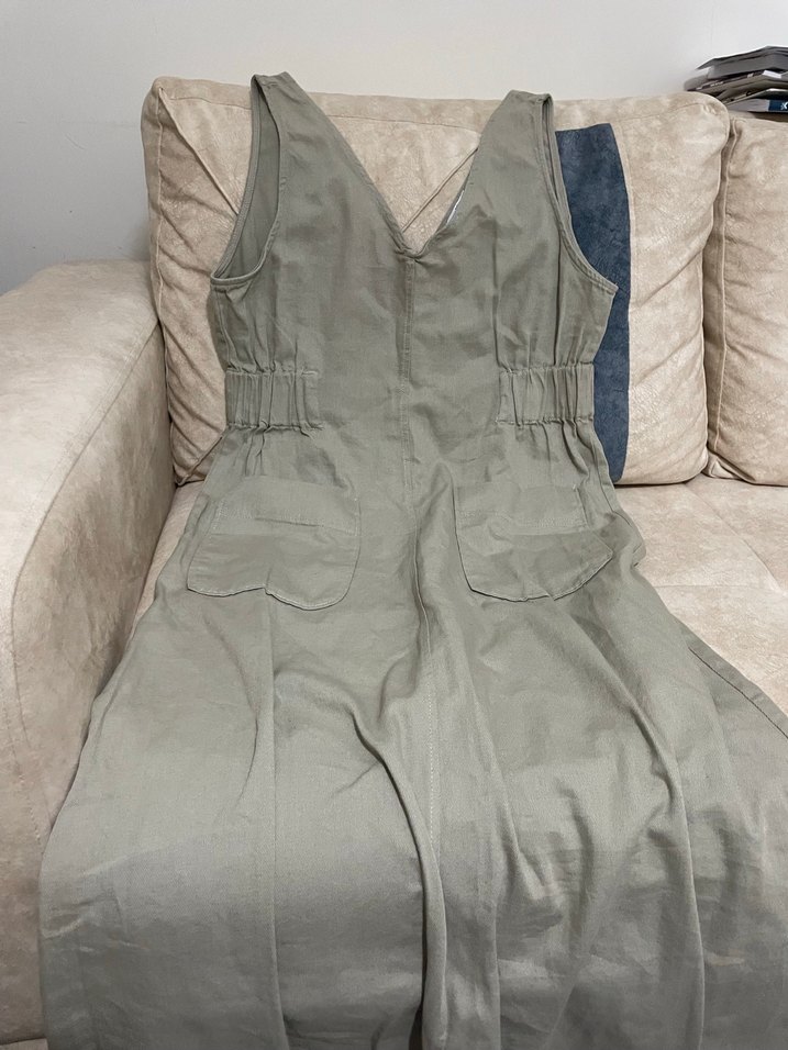 Kadın  haki Keten Uzun Tulum - Görsel 2